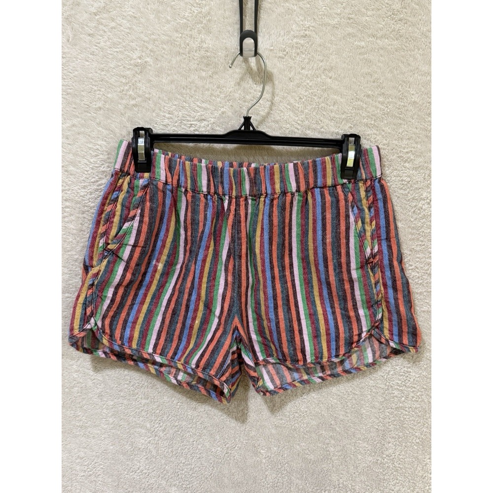Madewell Pull On Shorts Womens Size Small Rainbow Stripe Beach Vacation Fun